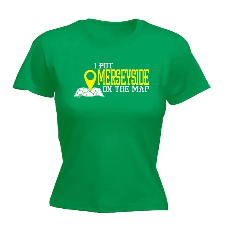 Put On The Map Merseyside Womens T Shirt Funny Novelty Gift