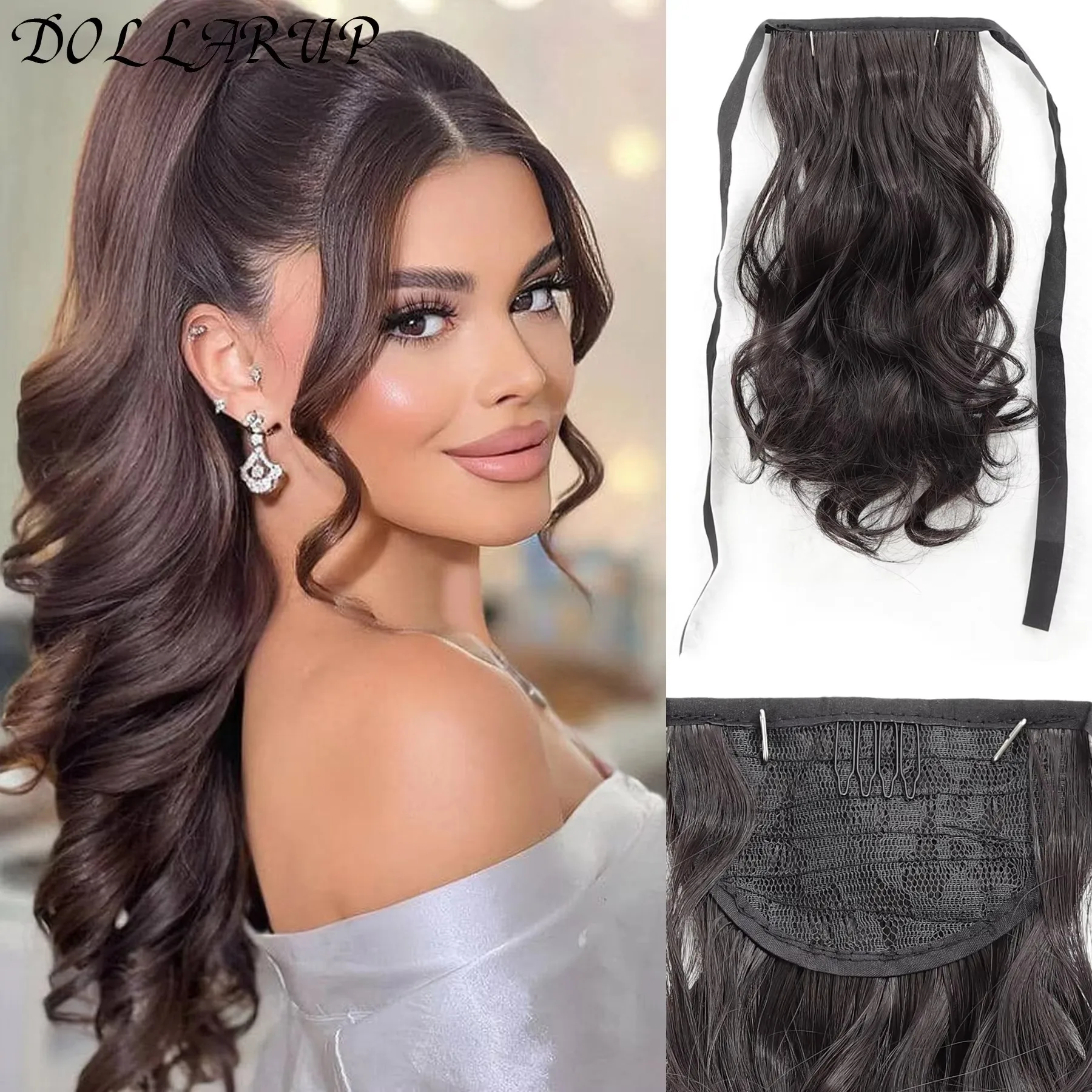 

JKL синтетический короткий волнистый хвост для женщин, завязанный на шнурке для наращивания волос, заколки для наращивания волос, натуральные искусственные волосы