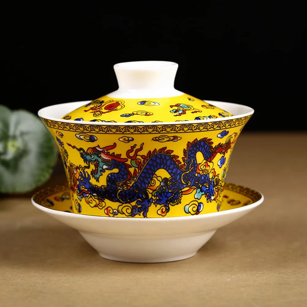 

Premium Ceramic Teacup Bowl Featuring Traditional Chinese Dragon Artwork Suitable for Gift Home Bar Hotel Decorative Teaware Set