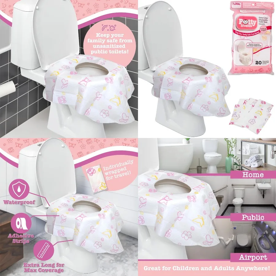 

Disposable Toilet Seat Covers for Adults 20 Pack Germ Protect from Public Toilets Waterproof Plastic Lined for No Soak Thru XL