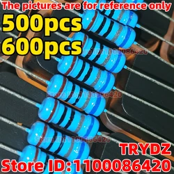 600-500pcs New 30 commonly used 1/4W metal film resistor packs, 1%, 20 of each type, totaling 600 pieces