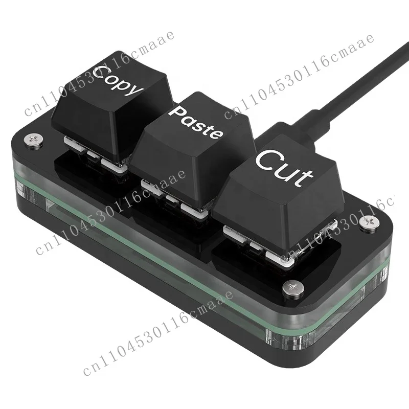 

Mini One-handed Keyboard 3-key Programmable Shortcut Keyboard for Gaming, Streaming Editing, Copy, Paste, Cut Productivity Tools