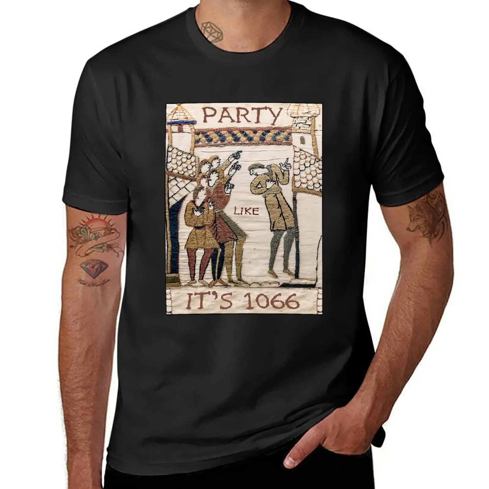 

Party Like It Is 1066 (Bayeux Tapestry) T-Shirt boys animal print shirts graphic T-shirts for men cotton