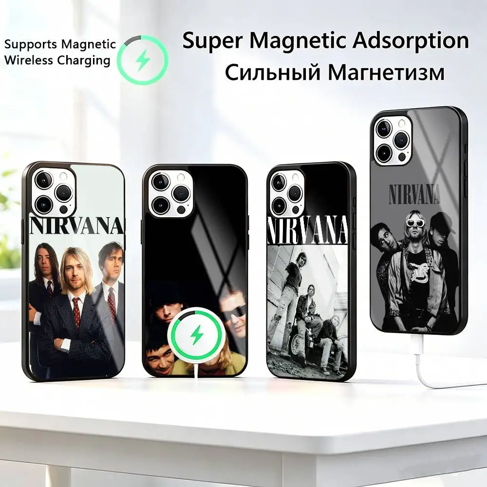 NirvanaS Rock B-Bands  Phone Case For iPhone17,16,15,14,13,12,11 Plus,Pro Supports Magnetic Wireless Charging