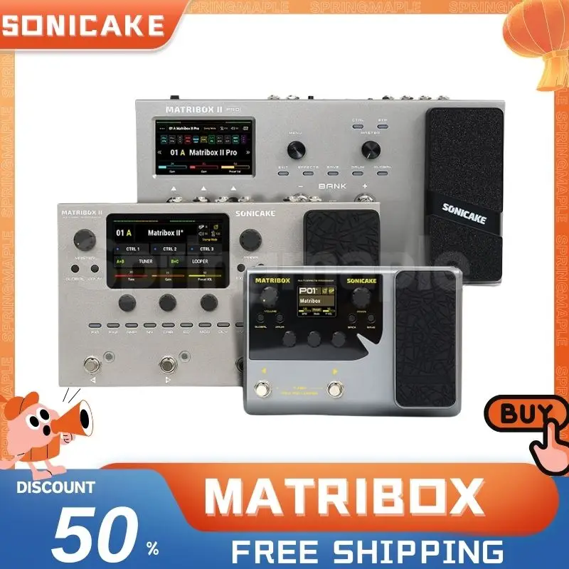 SONICAKE Matribox II Electric Guitar AmpModeling Multi-Effects Processor FX Loop MIDI Stereo Custom  IR USB AUX In Metal Shell