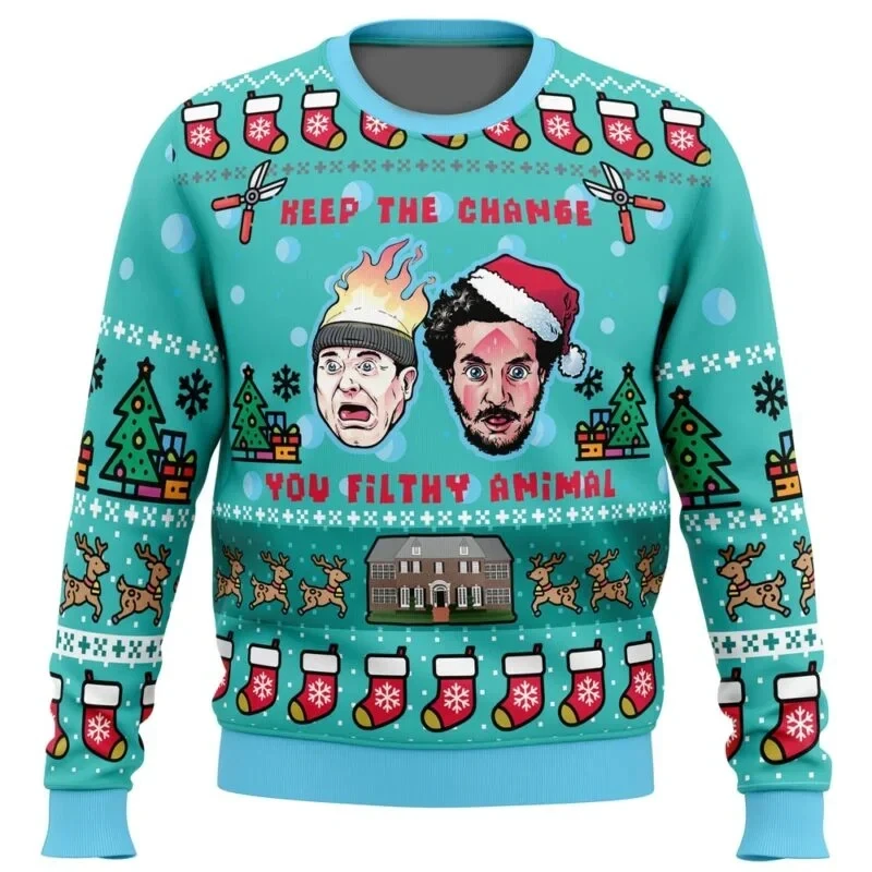 Autumn and Winter New Merry Christmas Home Alone Ugly Christmas Sweater Cartoon Anime Women Men Pullover Tops Sweatshirt