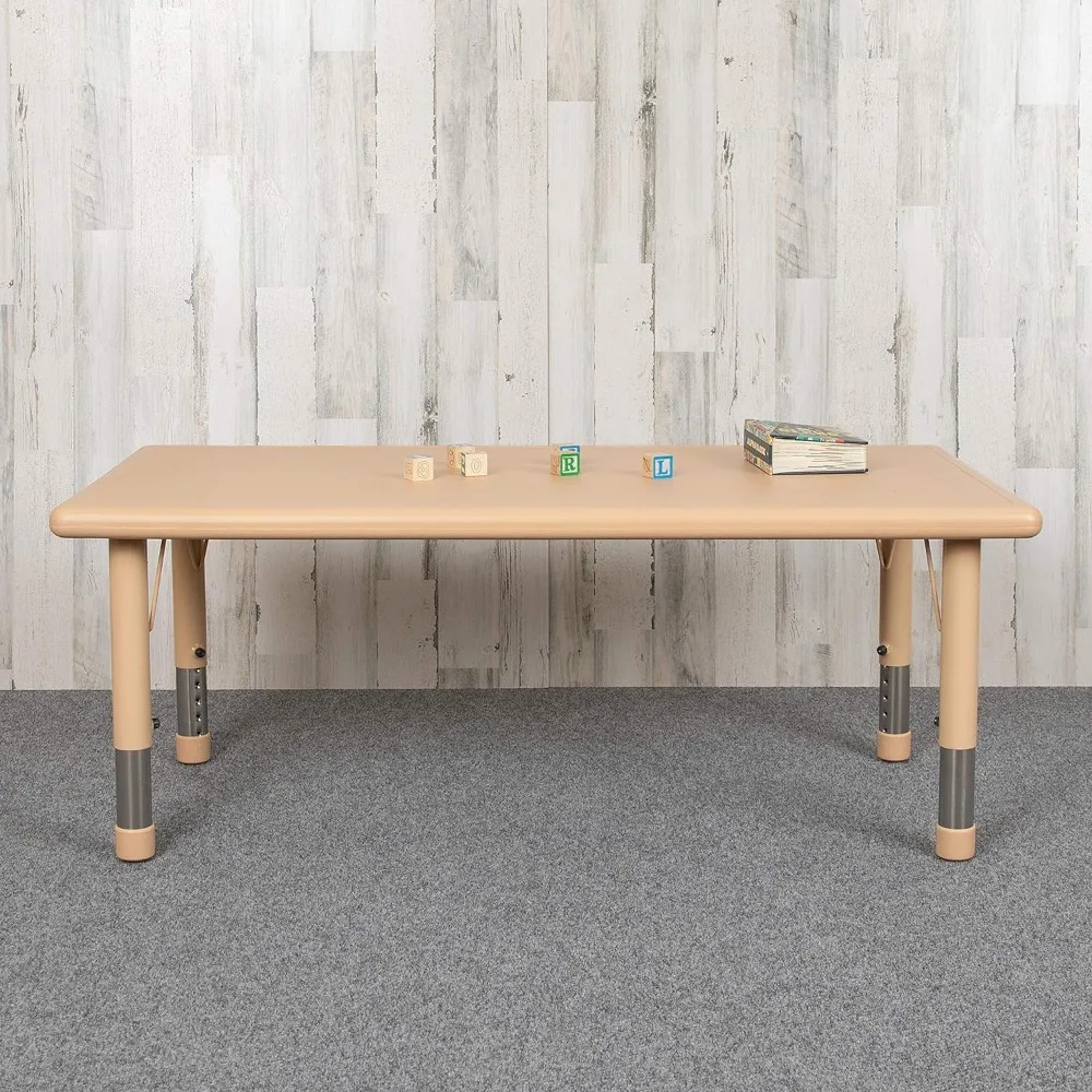 MESA DE ACTIVIDADES Rectangular de plástico Natural, 24 "W x 48" L, altura ajustable