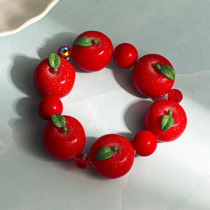 Niedliches 3D-Simulations-Harz-Frucht-Charm-Armband mit Kunstperlen- und Strassdetails für den täglichen Gebrauch, Partys und den Sommer-Strandurlaub. – Detail 8