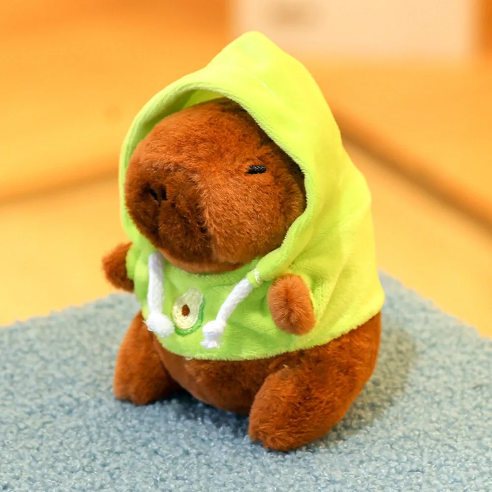 Soft Capybara Plush Toy, Hoodie, Pingente com Asas, Bichos de Pelúcia, Boneca Simulação, Birthday Party