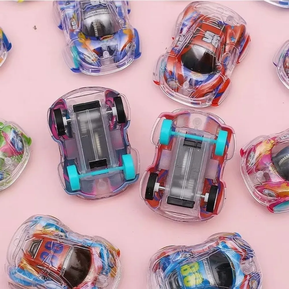 10 szt. Mini Autka z Napędem Pull-Back, Przezroczyste Autka z Kreskówkami, Autka z Napędem Push-Back, Auta Wyścigowe dla Dzieci i Niemowląt, Losowy Styl
