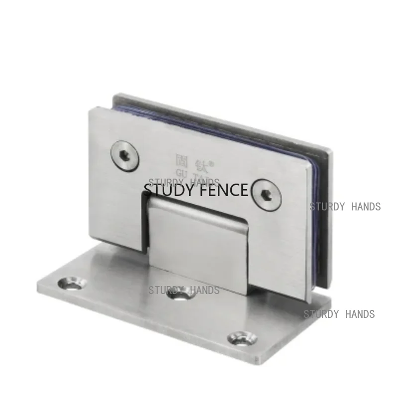 Stainless Steel Frameless Glass Nickel Brush Door Hinge 90 Degree Bathroom Clip Bathroom Folding Glass Clip