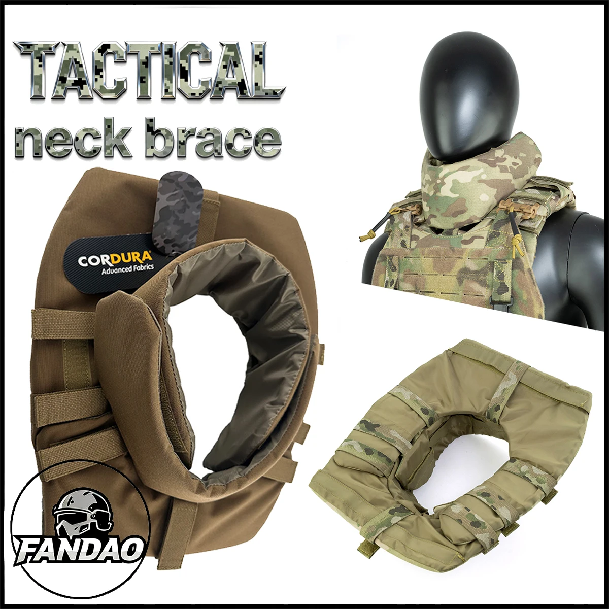 Tactical Neck Guard Collar Large-Area Protection Airsoft Vest Expansion Kit for Outdoor Combat Training Shooting Hunting Gear