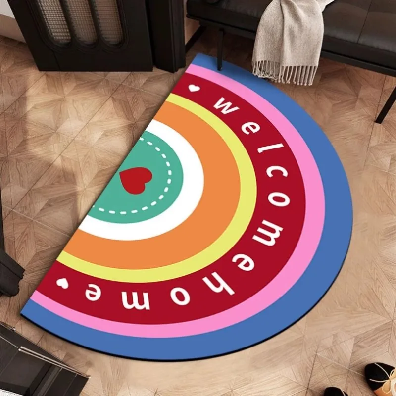 

Semicircular Rainbow Floor Mat Diatom Mud Absorbent Foot Mat Toilet Bathroom Door Non-slip Carpet Household Bathroom Foot Mat