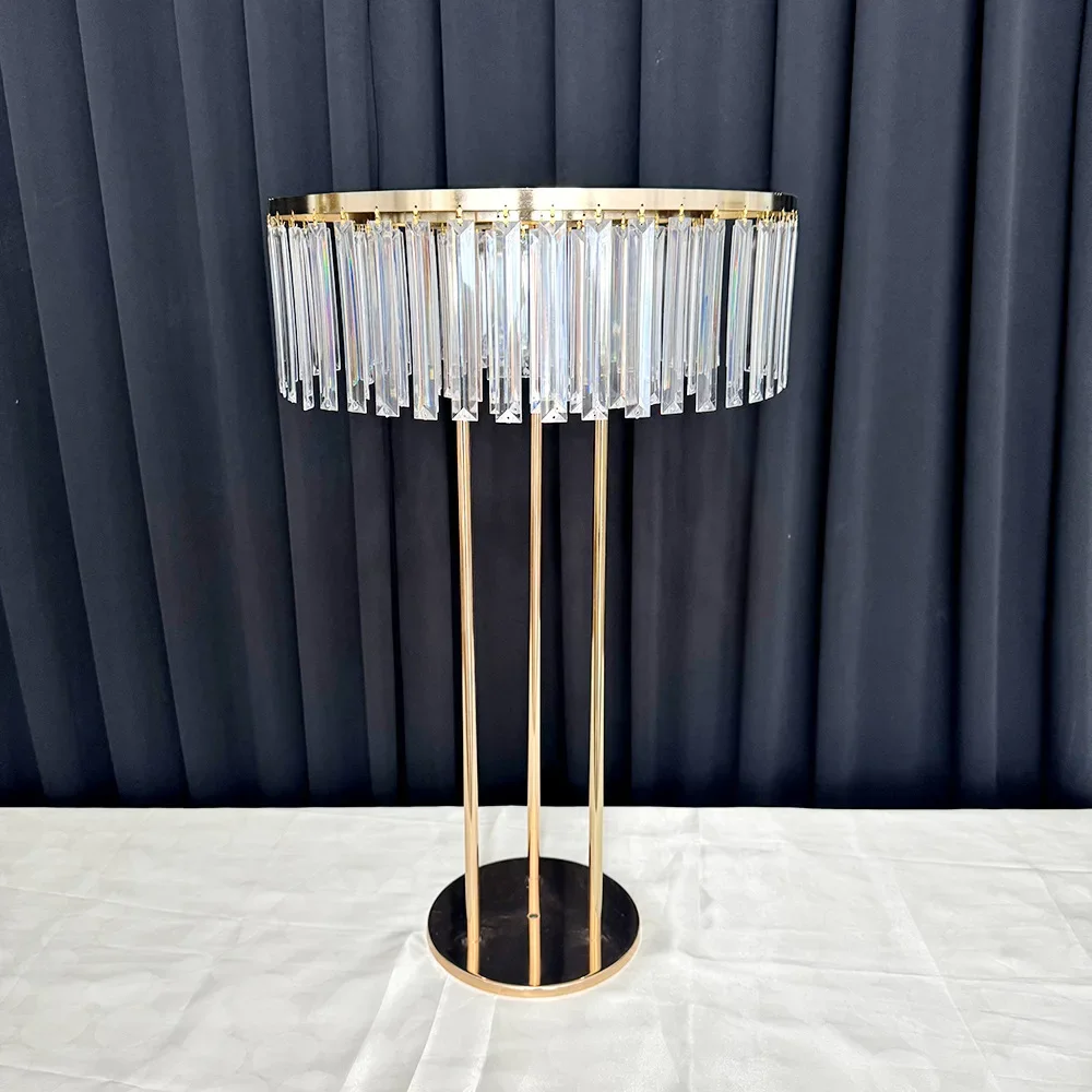 Wedding main table hot-selling electroplated gold road guide crystal bead flower stand ornament