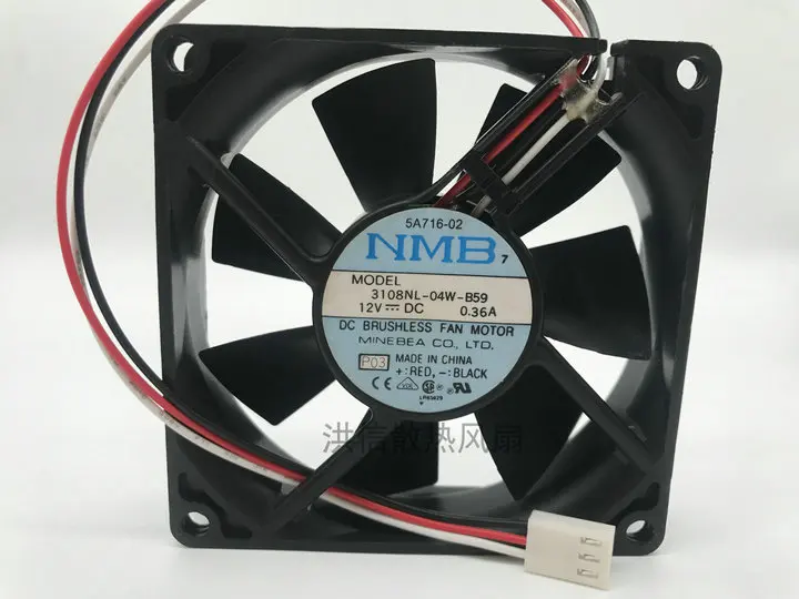 Free shipping original NMB 8020 3108NL-04W-B59 DC12V 0.36A 80 * 20MM 8CM chassis cooling fan