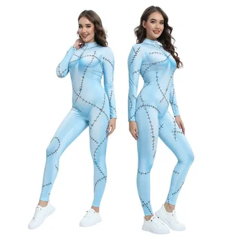 Halloween Cosplay Kostüm für Frauen Sally bedruckte Kleider Party Kostüm Zenti Karneval Bodys verkleiden weibliche Frauen Leggings