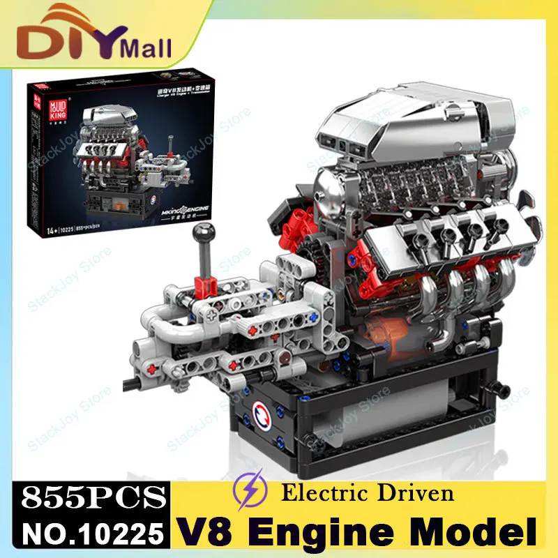 

Mould King 10225 V8 Engine 855PCS Vehicle Building Blocks Set For Teens Adults Perfect Gift For Car Enthusiasts STEM