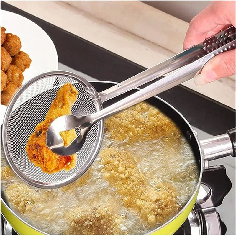 Stainless Steel Fried Food Filter Clip Cooking Useful Things For Kitchen Gadgets Kitchenware Tools Utensils Item Supplies