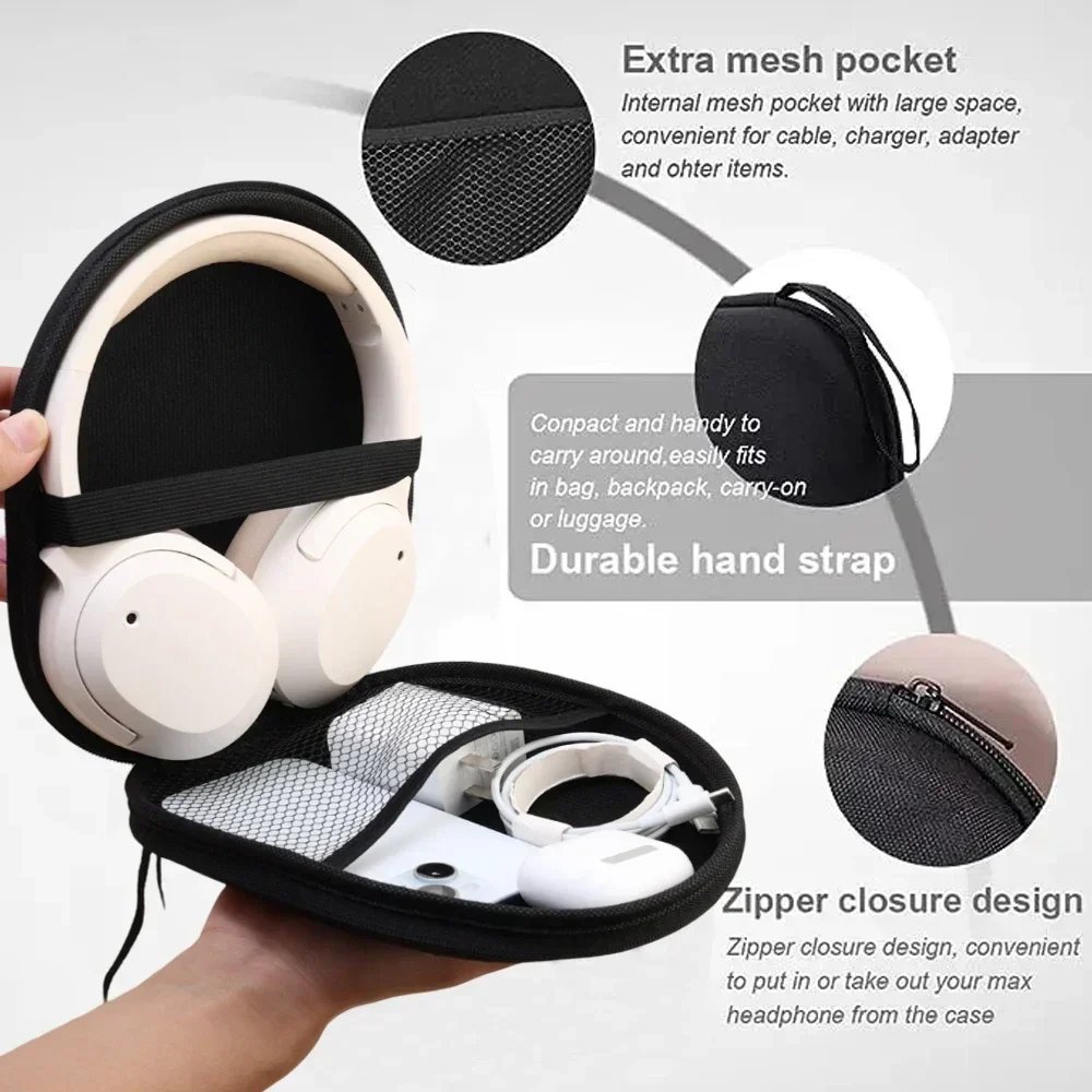 EVA Carrying Headphone Case Headset Travel Bag for Sony MDR-ZX100 ZX110 ZX300 ZX310 ZX600 WH-CH 720N On-Ear Headphones Pouch