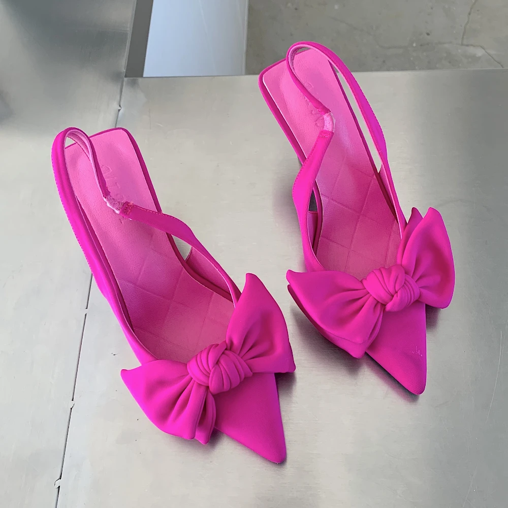 Zapatos De mariposa con lazo para Mujer, Sandalias De tacón alto con punta estrecha, elegantes, boca baja