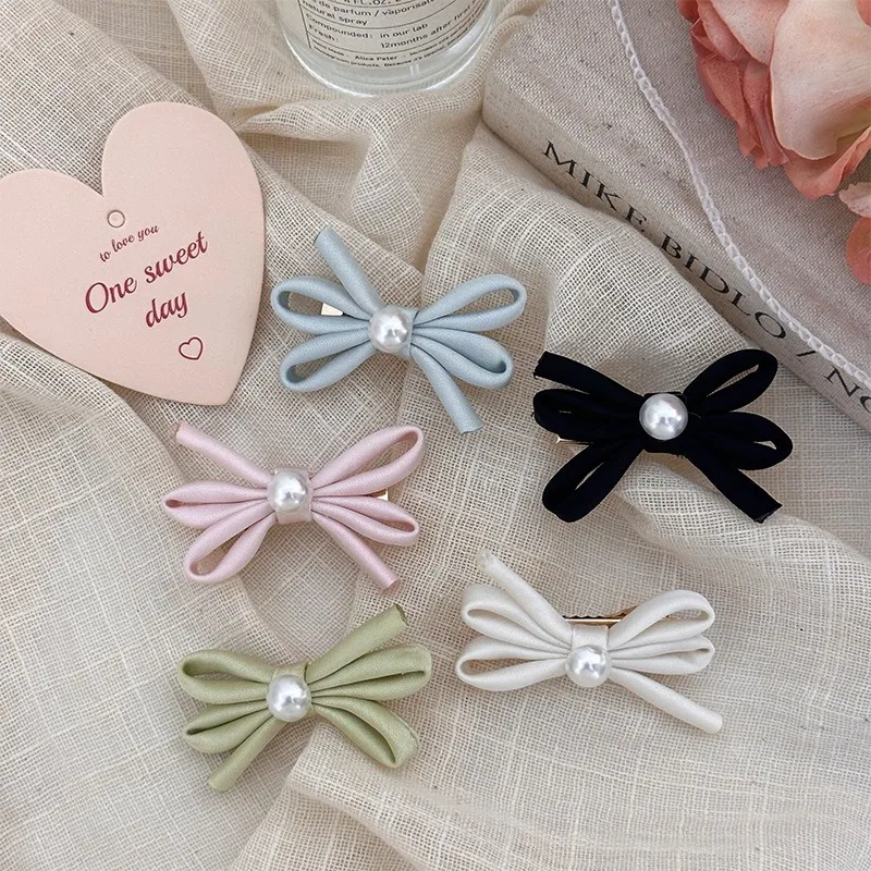 

French Retro Colorful Bowknot Ribbon Hair Clip Girl Small Hairpin Bobby Pin Girls Bow Barrettes Sweet Headwear Accessories 2024