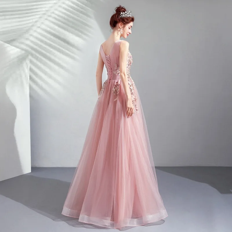Robe de soiree Sexy Rosa V-ausschnitt Perlen Lange Elegante kleider Meerjungfrau Abendkleider Vestido de festa Prom kleider Party kleider