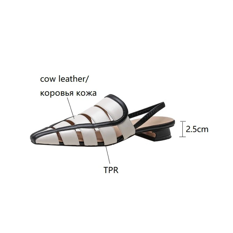 2023 Summer Women Sandals Cover Toe Slingback Outside Slides Genuine Leather Shoes for Women Concise Mixed Colors Women Slippers