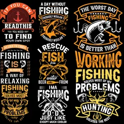 Text Sticker about Fishing Clothing Thermoadhesive Patches Iron-on Firm and Fadeless Washable DIY Decoration