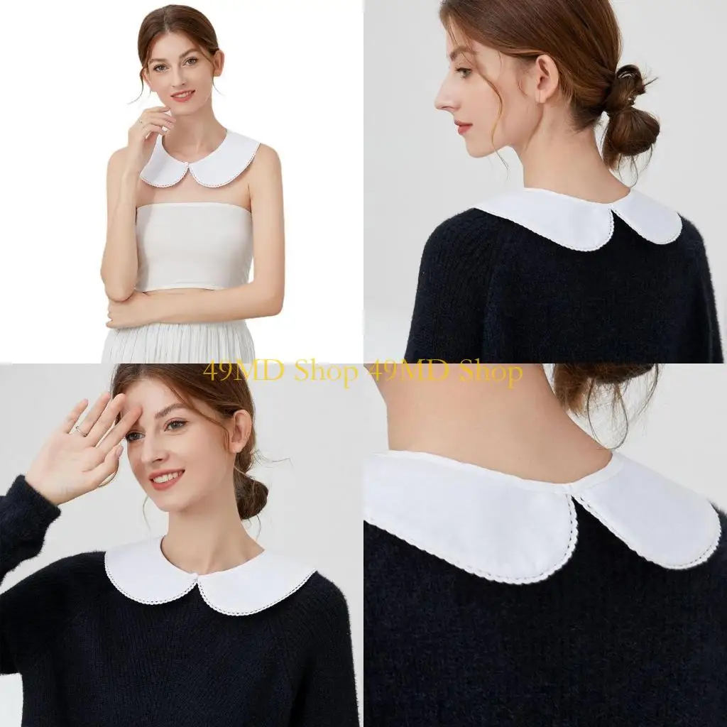 49md الفرنسية على الطراز الفرنسي خادمة قابلة للفصل فو ، طوق كاذبة حلوة الدانتيل الزر المرقعة زر نصف قلادة قلادة القلادة ميني