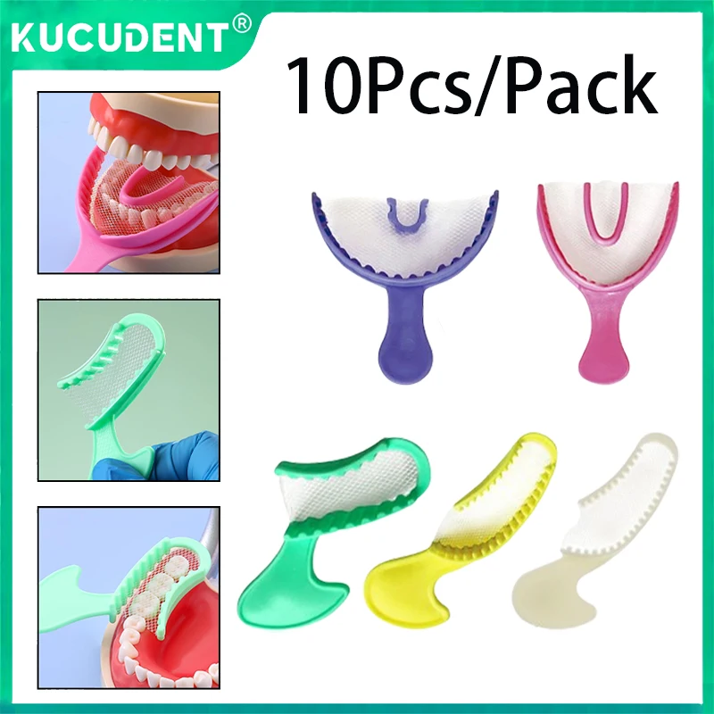 

10pcs/Set Dental Bite Registration Impression Trays Disposable Teeth Impression Tray with Mesh Net Plastic Rigid Frame Holder