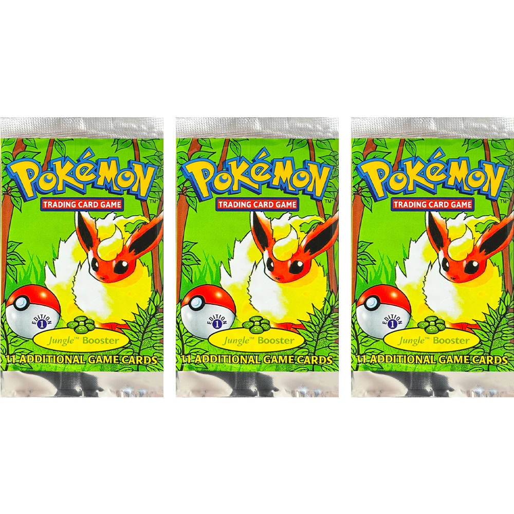 Pokémon Booster Packs Base Fossil Jungle 9 Einzeltaschen 1 Packung/11 Karten und Booster Box 3 1 Box/36 Packungen Modelle Proxy-Spielkarten