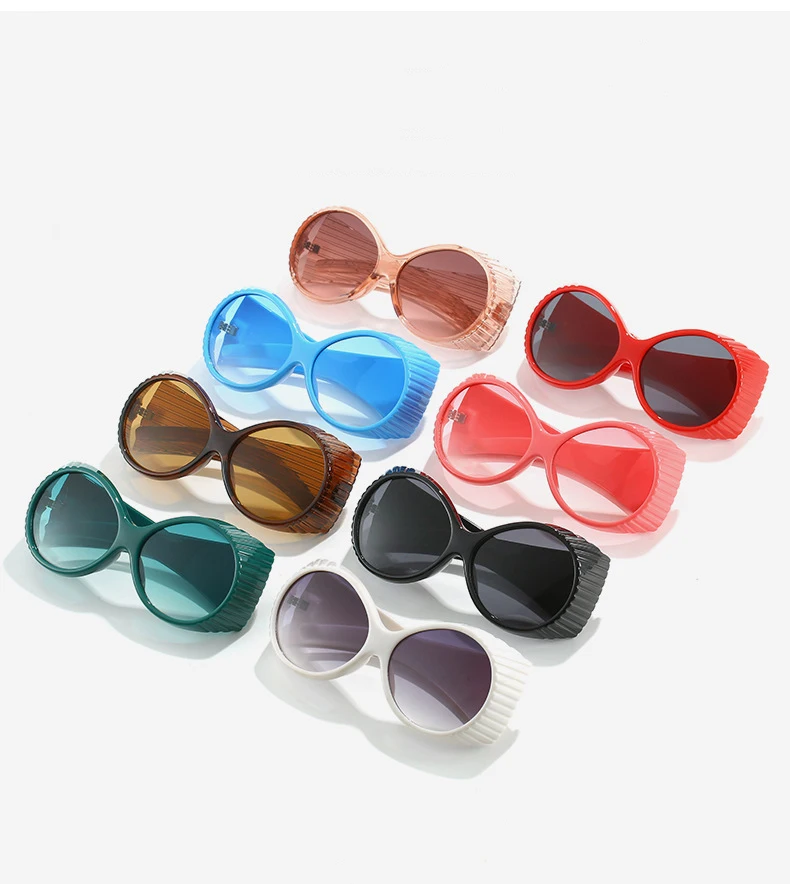 56971 übergroße ovale Brille Frauen Trend Schutz Sonnenbrille Farbverlauf Farbe Retro Sonnenschutz Spiegel Mode Streifen Farben uv400 – Detail 4