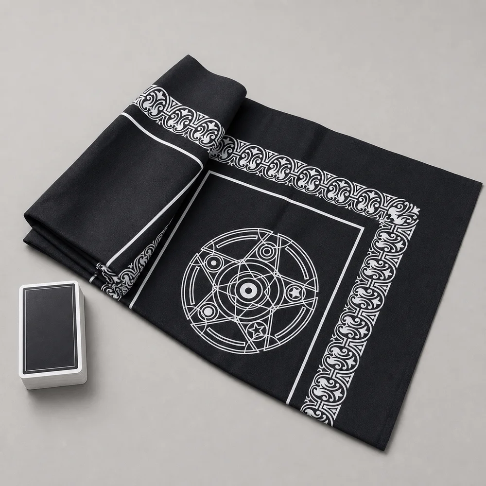 New Pentagram Tarot Card Mat Altar Setup Black White Board Game Mat Decorative Tablecloth Tarot Reading
