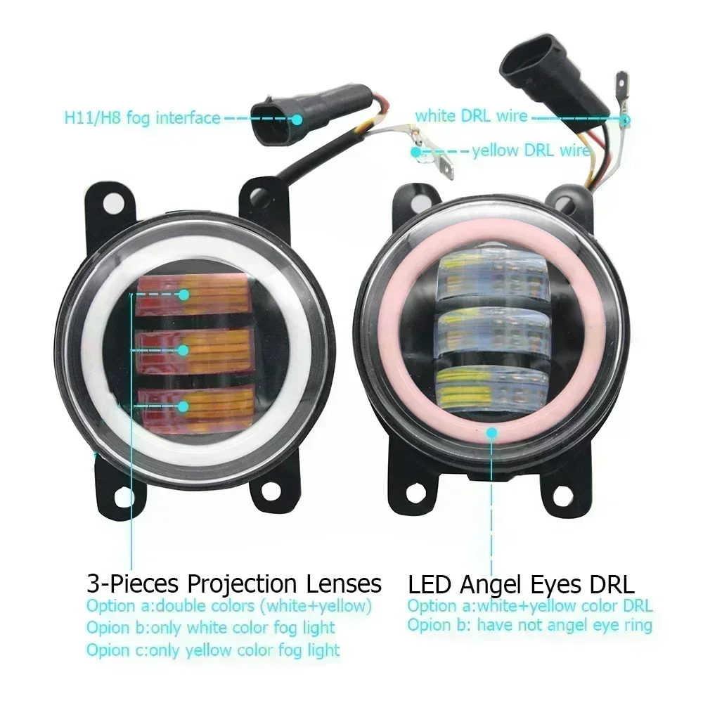 Led Fog Lights PTF 30W W/ Lens for Honda Civic IX FK2 FK3 2012-2015 Turn Signal Angel Eye Car DRL Halo Daytime Running Light