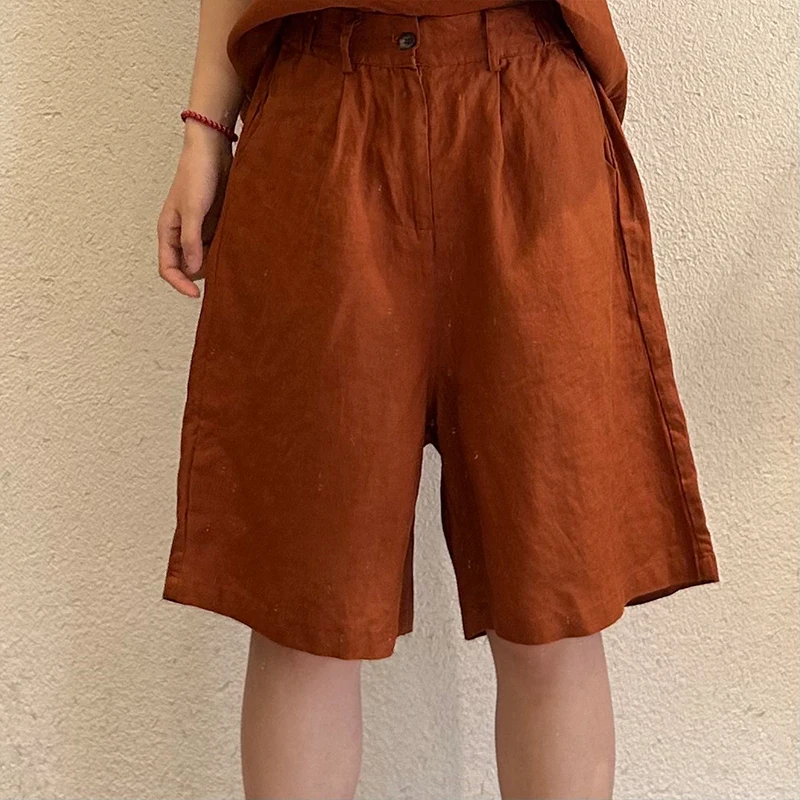 Masss Wasss Summer Classic Soild Trousers Womens Korean Design Vintage Cotton Linen Pants Ladies Loose Fashion Leisure Clothes