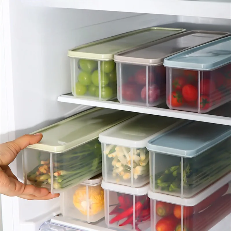 Kitchen Refrigerator Crisper Plastic Sealed Food Keep Fresh Boxes Large Capacity Noodle Storage Box Pasta Organizer Containers