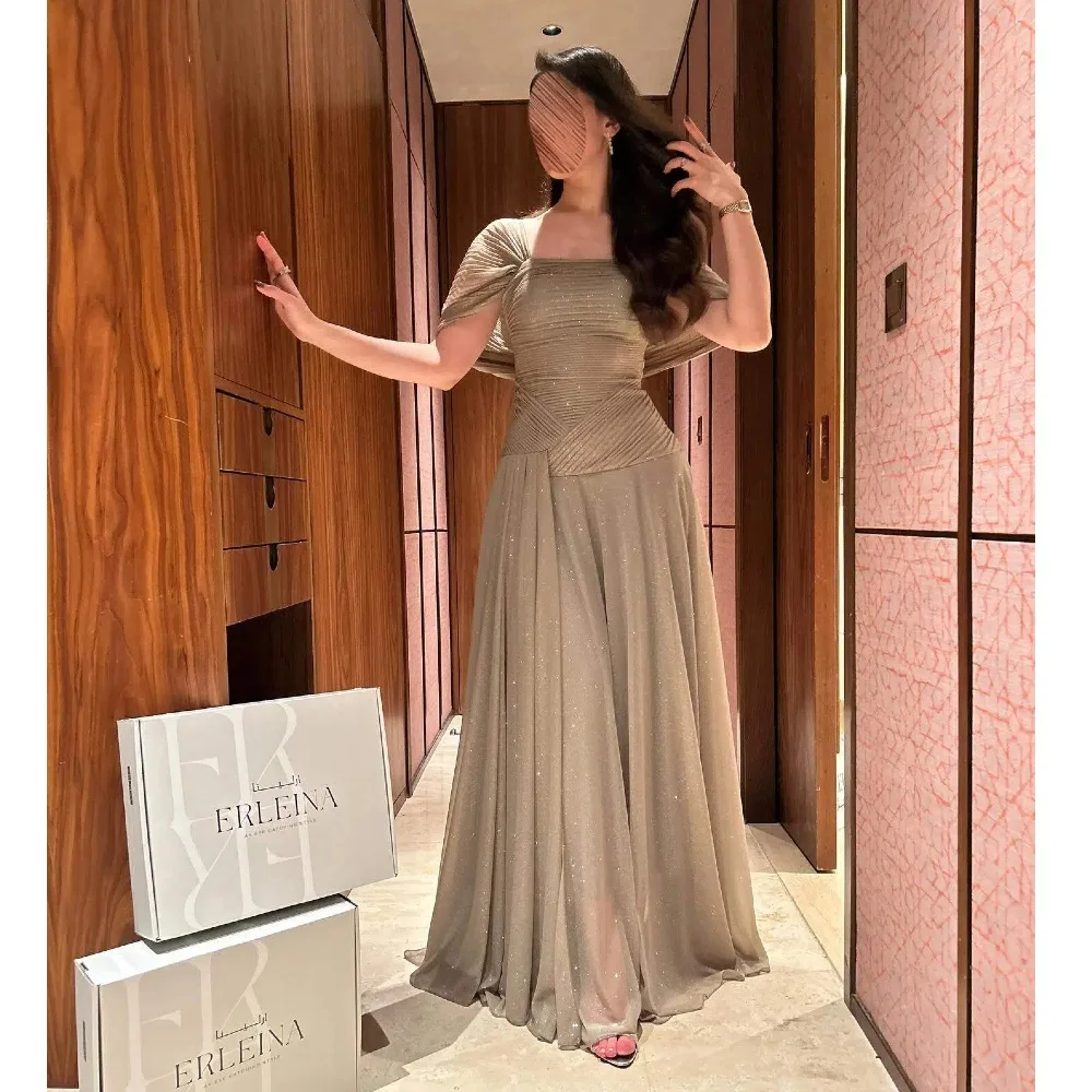 

Stunning A Line Prom Dresses Glitter Sequins Strapless Chiffon Evening Gowns Floor Length Customized Special Occasion Gowns