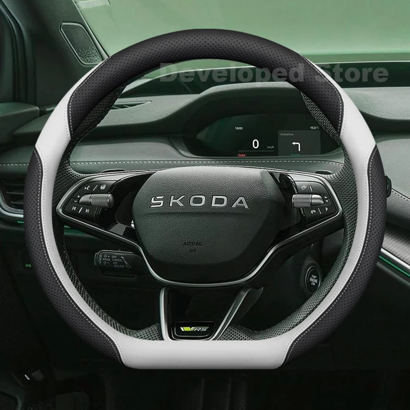 Leather Car Steering Wheel Cover For Skoda Elroq Enyaq 2025 Covers For Covers Auto Steering Wheel fit Skoda Enyaq Accessories