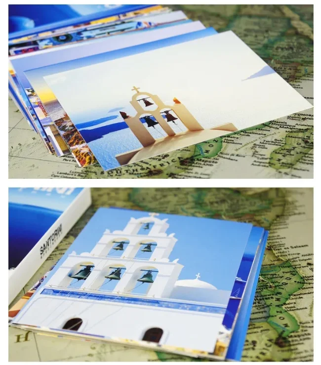 30 Sheets Santorini Landscape Postcards That Can Be Mailed Wish Greeting Card DIY Message Decoration For Journal Scrapbooking