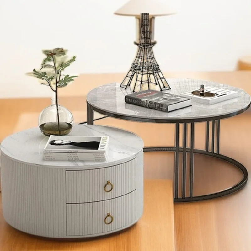 Sintered stone coffee table, living room, small home tea table, round tea table