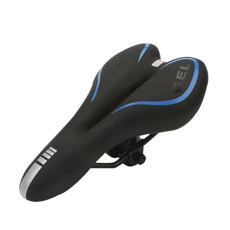 Bicycle Saddle Gel MTB Mountain Road and Mountain Cycling PU Leather Surface Silica Filled Hollow Comfortable Shockproof Cushion