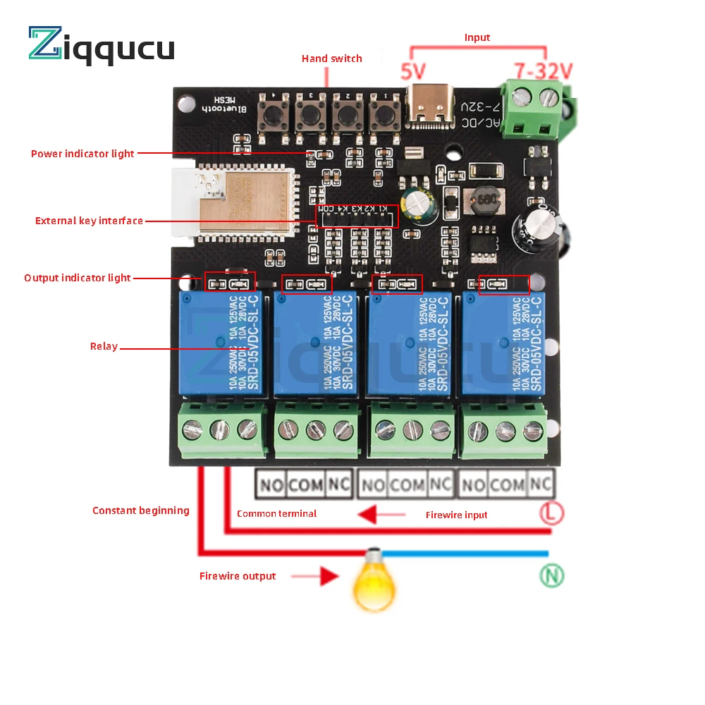 7V to 32V WiFi Wireless Smart Switch Relay Module for Smart Home Applied to Access control Turn on PC  Garage Door