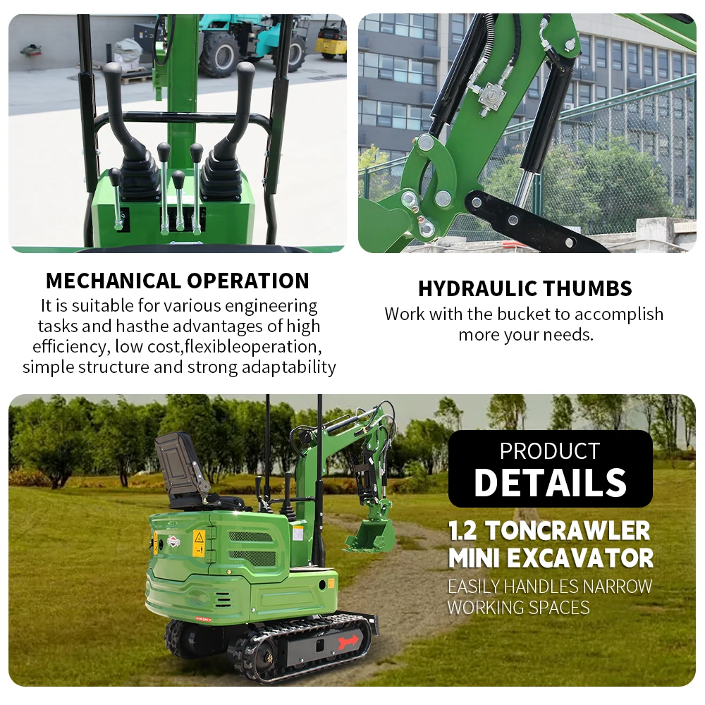 حفار صغير 1 طن، حفار هيدروليكي زاحف محرك B&S، حفار صغير عالي التحمل، إبهام هيدروليكي للحفر والحفر