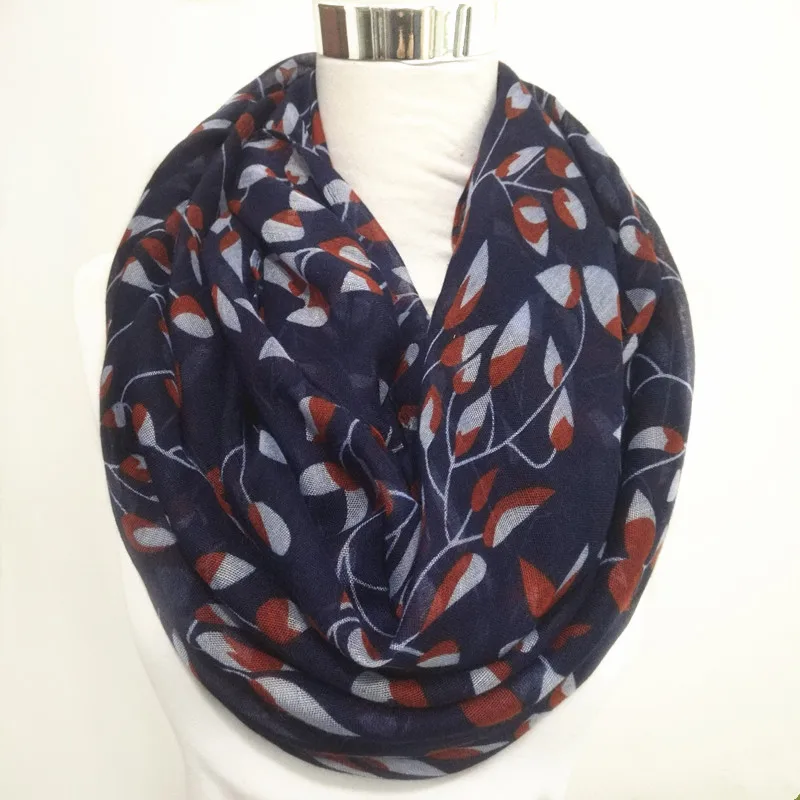 

Fashion branches and leave Print infinity scarf for women warm soft loop woman scarves Shawl Wrap hot sale neckerchieft