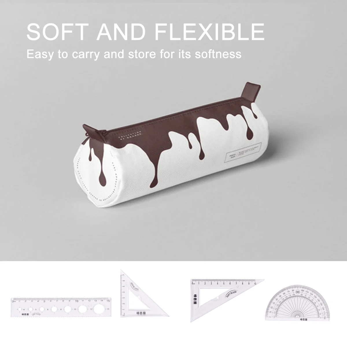 4 Pcs/1 Set Student Rulers Set Bendable Stationery Rulers with Wave Clear Student Rulers for Girl Boy (Transparent)