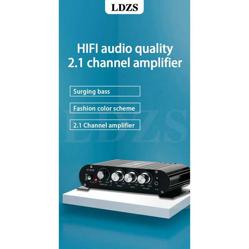 LDZS Black Car Bluetooth Amplifier Hifi Home Audio Multi-Function Speaker Professional Fever For Car (Adapter Included)