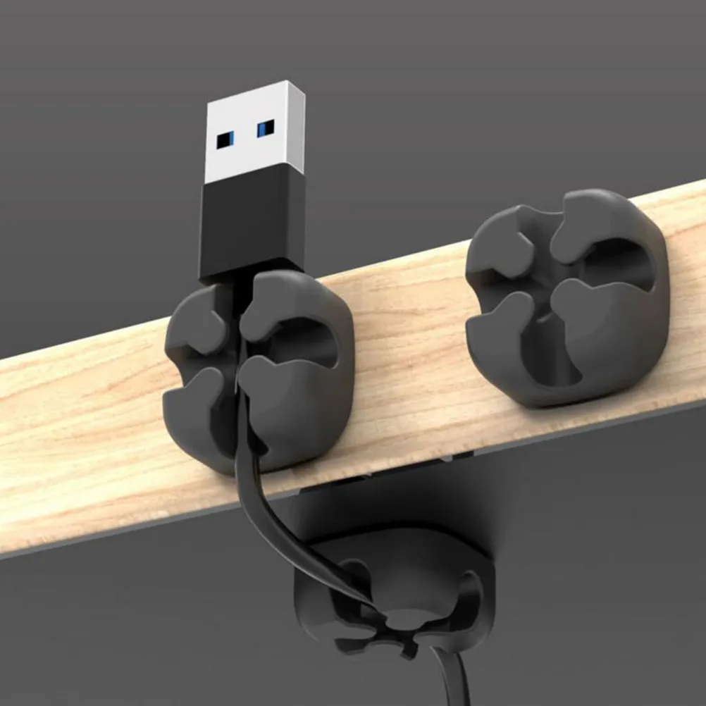 5Pcs Cable Organizer Silicone Wire Winder Desktop Compact Desktop Cable Holder Clip for Power USB Charging Headphone Cord