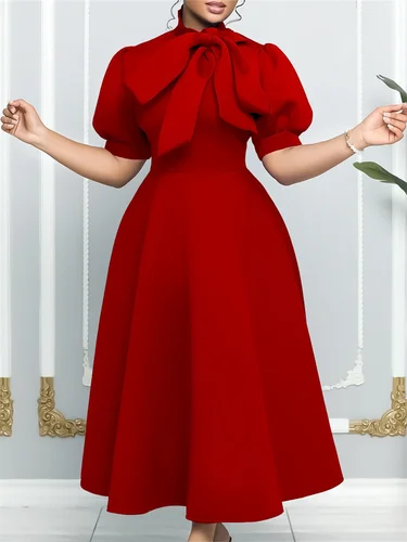 Imagen 2 del producto Wmstar-vestidos de talla grande para mujer, maxivestido elegante a la moda con lazo, ropa de verano, venta al por mayor, envío directo