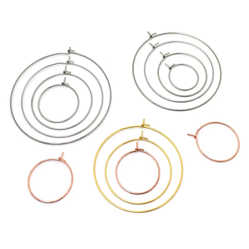 

20pcs/lot 15-50mm Stainless Steel Gold Color Hoops Earrings Big Circle Ear Wire Earrings Hooks For DIY Jewelry Making Supplies