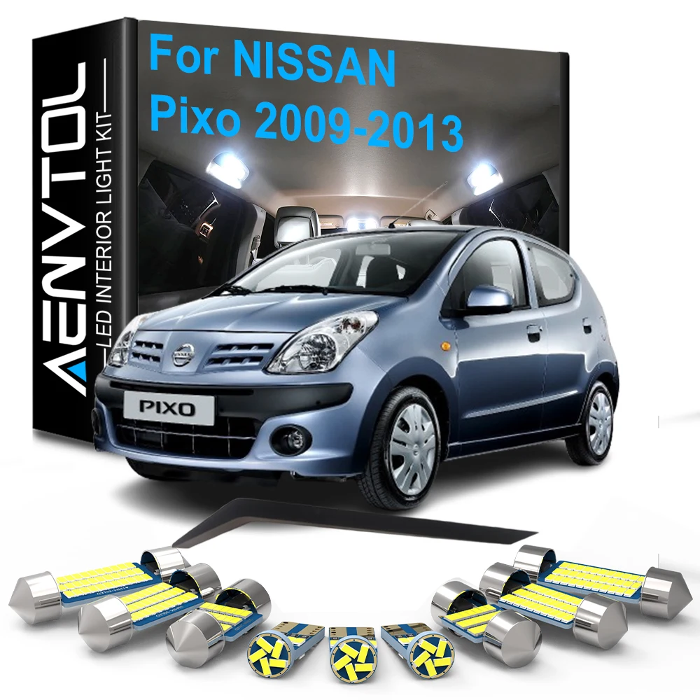 

5 шт. автомобильные светодиодные внутренние фонари Canbus для Nissan Pixo 2009 2010 2011 2012 2013, автомобильные купольные лампы для чтения номерного знака без ошибок